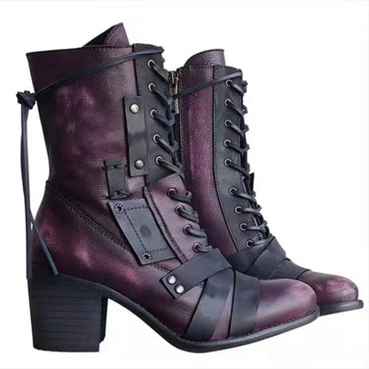 High Heel Pointed Toe Steampunk Calf Length Boots