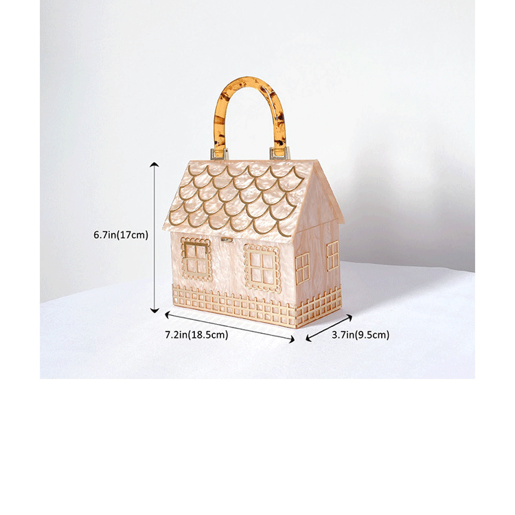 Sac à main de luxe en acrylique avec poignée en forme de maison pour femmes