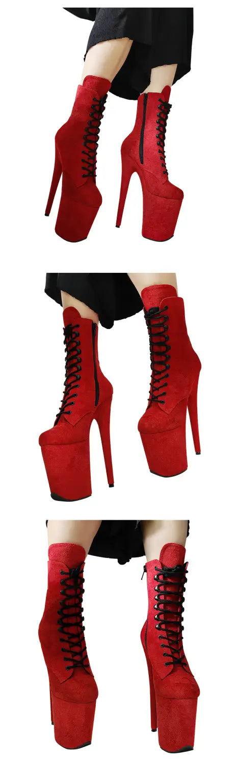 20CM heel lace up pole dance shoes with waterproof platform