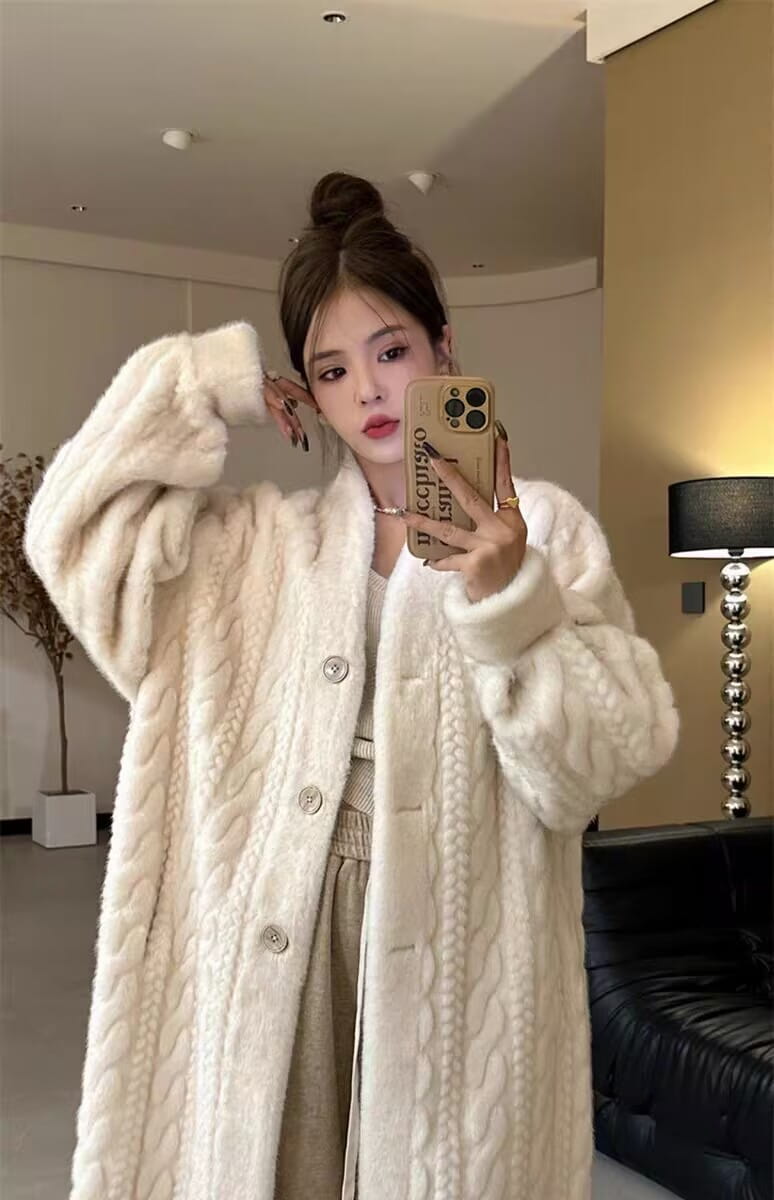 Thick Mink Fur Cardigan Coat for Effortless Style