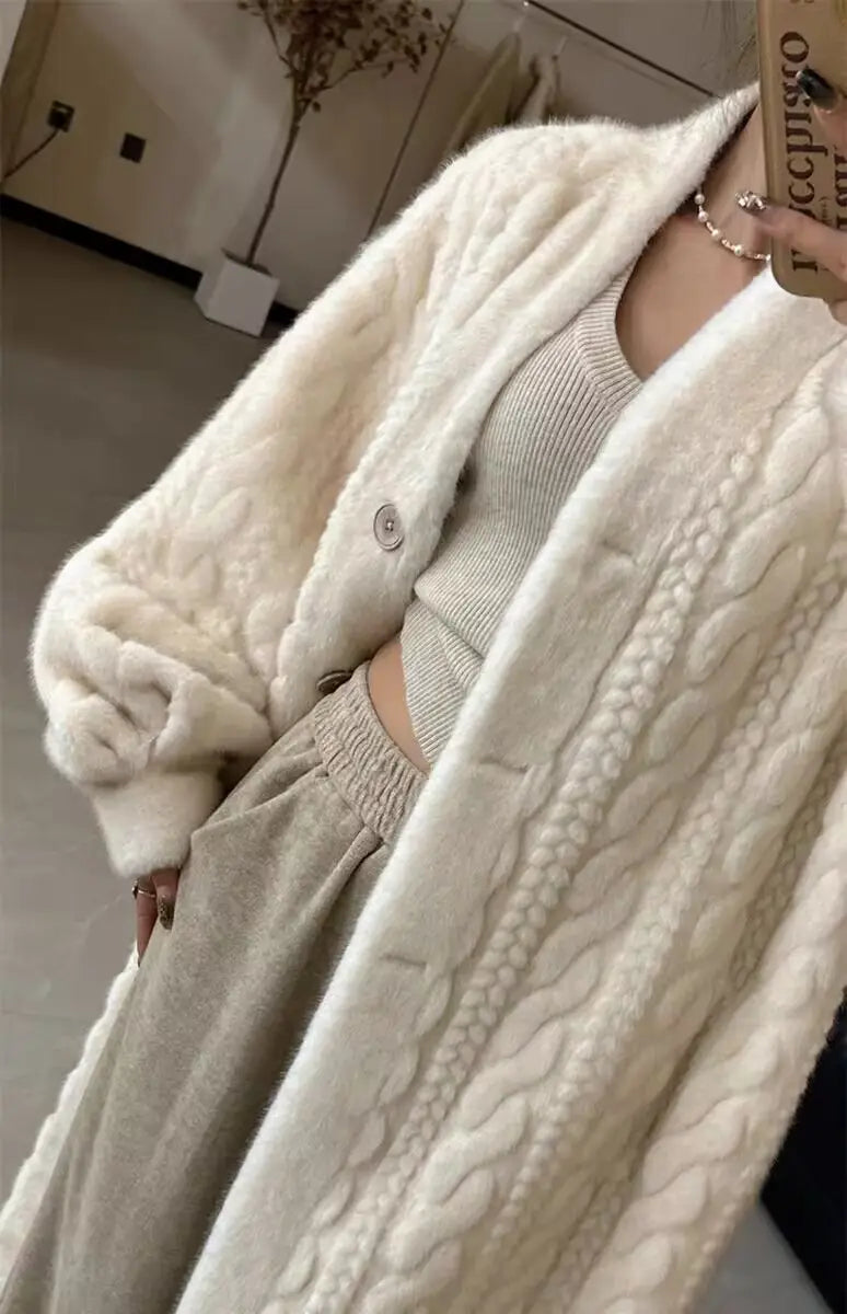 Thick Mink Fur Cardigan Coat for Effortless Style