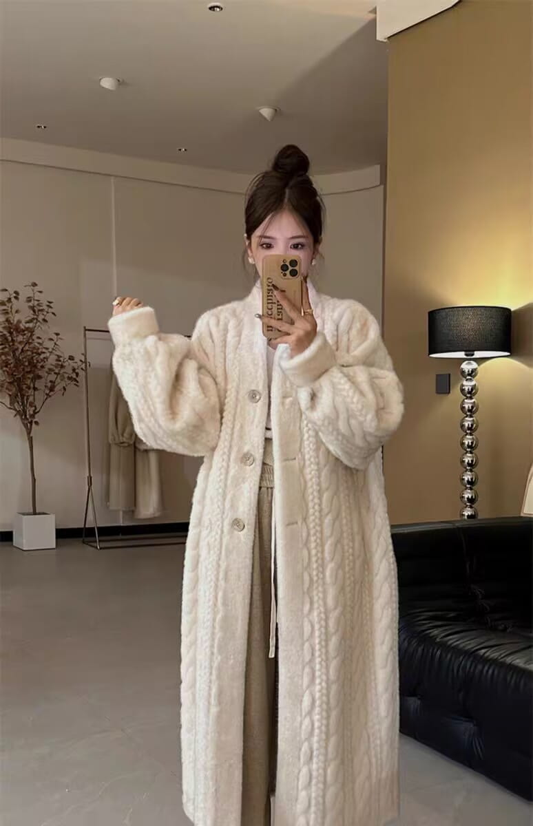 Thick Mink Fur Cardigan Coat for Effortless Style