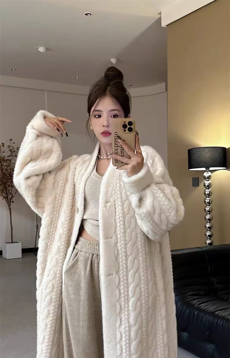 Thick Mink Fur Cardigan Coat for Effortless Style