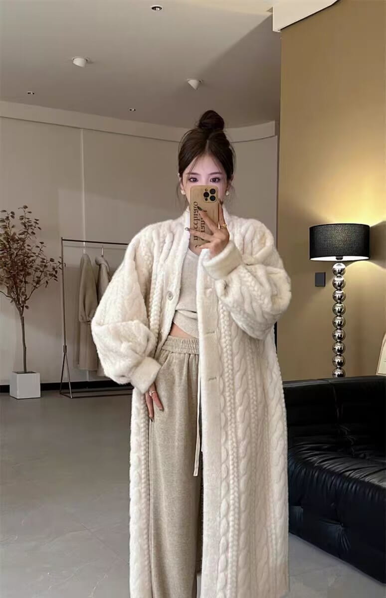 Thick Mink Fur Cardigan Coat for Effortless Style