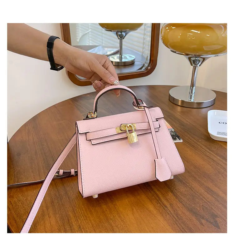 Small padlock detail palm pattern handbag for women