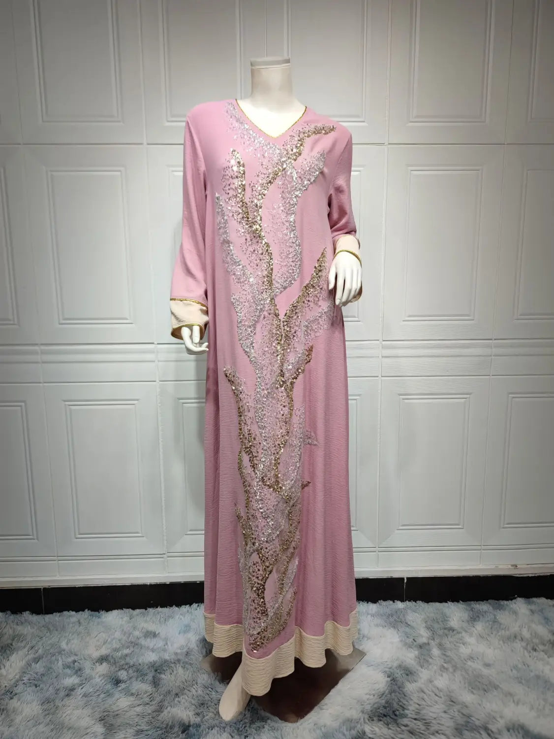 Muslim Robes Embroidered with Beads Abaya Middle Eastern