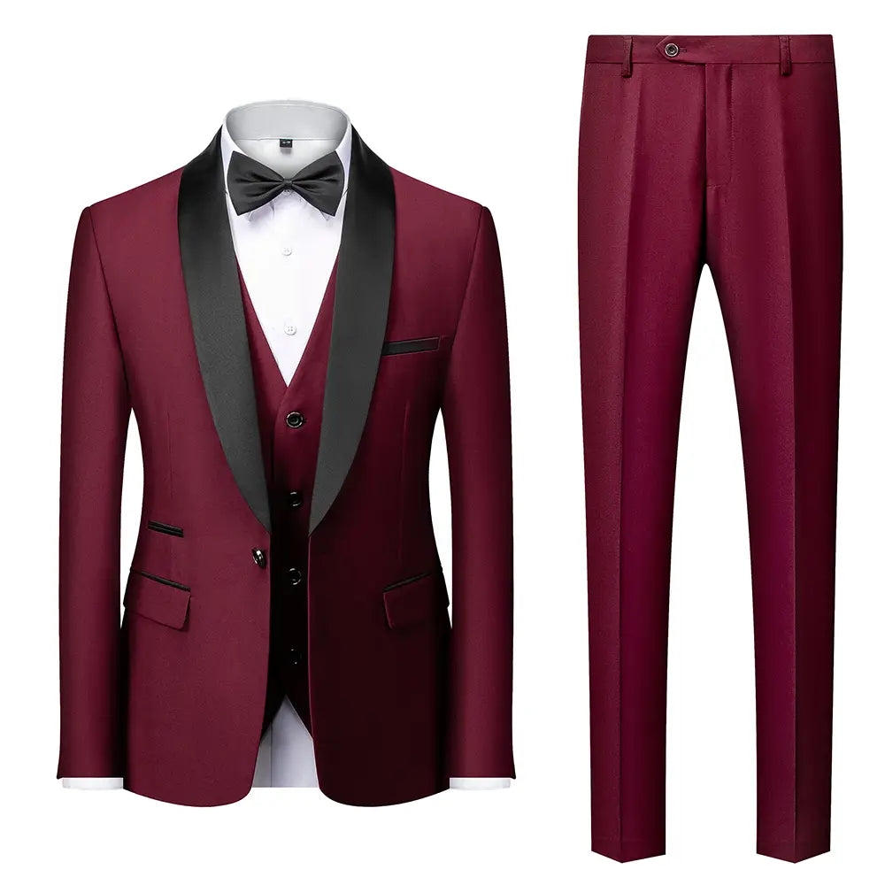 New Grooms Men Wedding Suits Shawl Lapel Groom Tuxedos