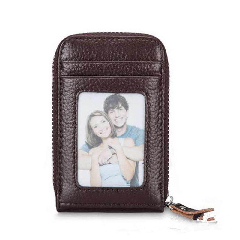 Herren Echtleder Multi Card Holder Rfid Blocking Zip