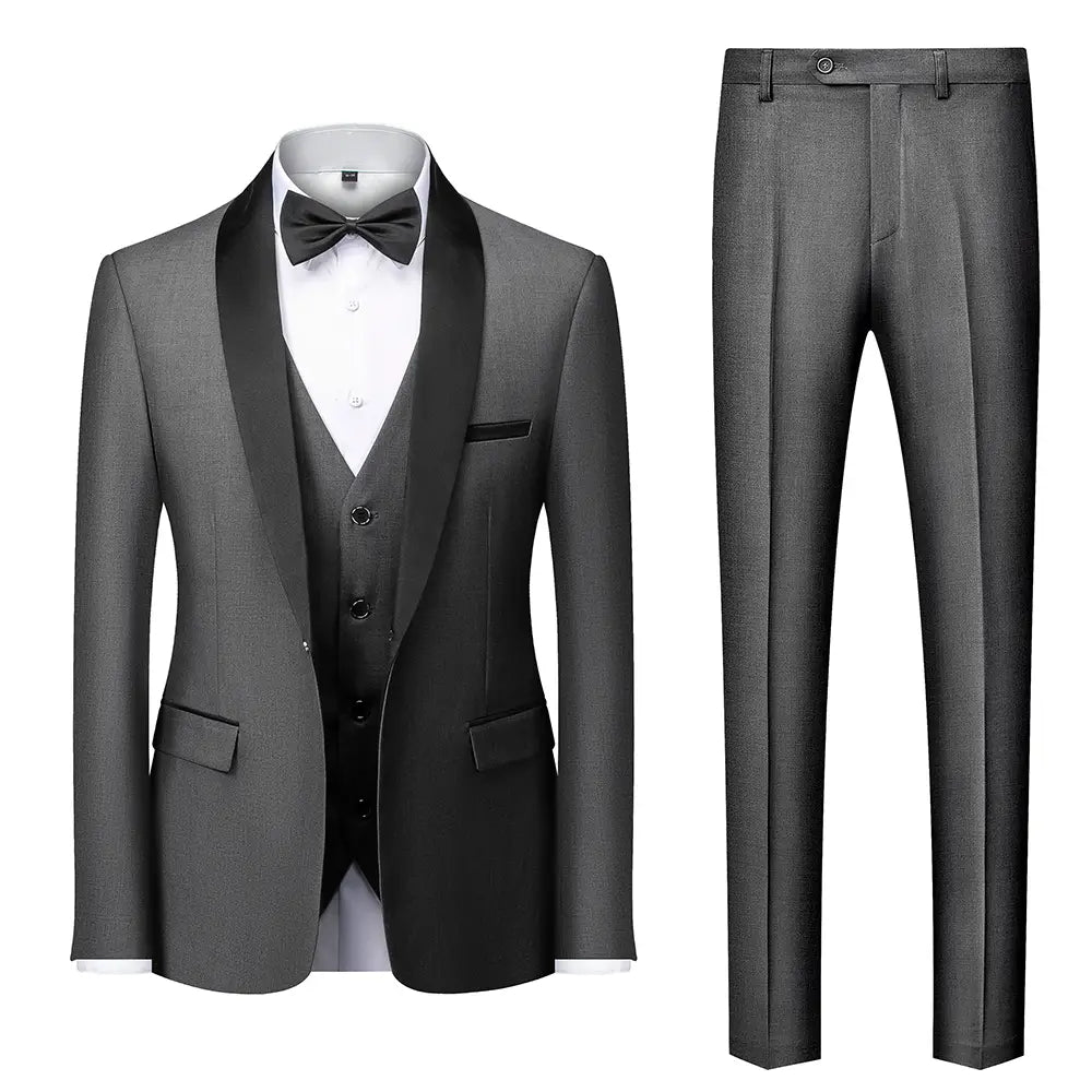 New Grooms Men Wedding Suits Shawl Lapel Groom Tuxedos