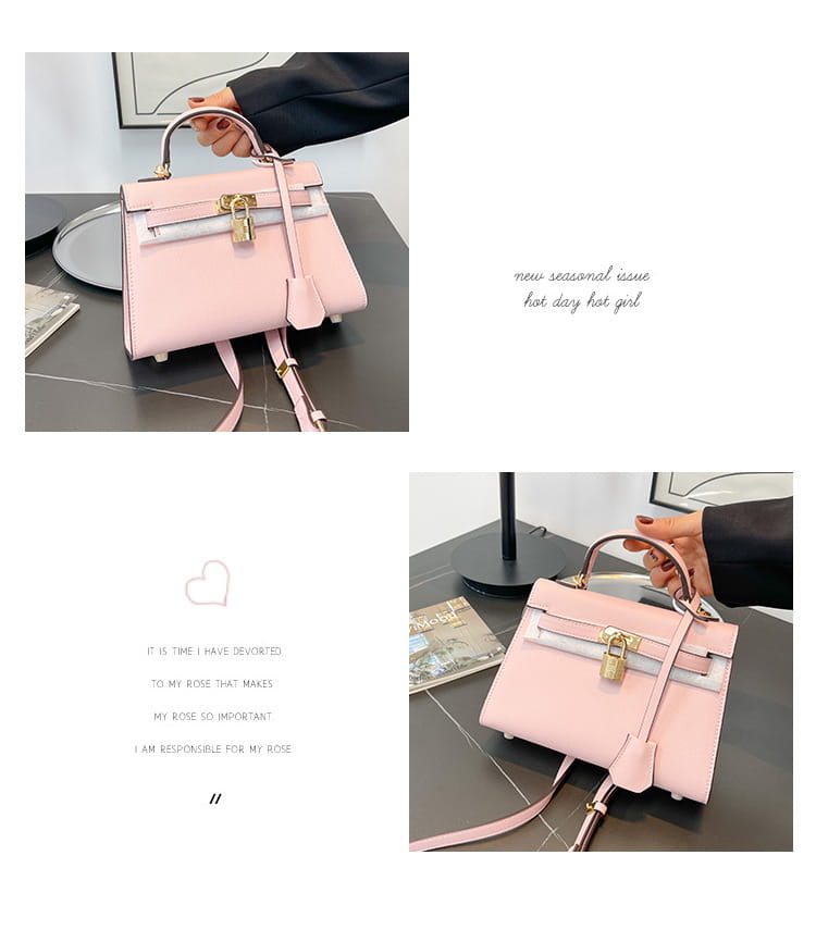 Small padlock detail palm pattern handbag for women