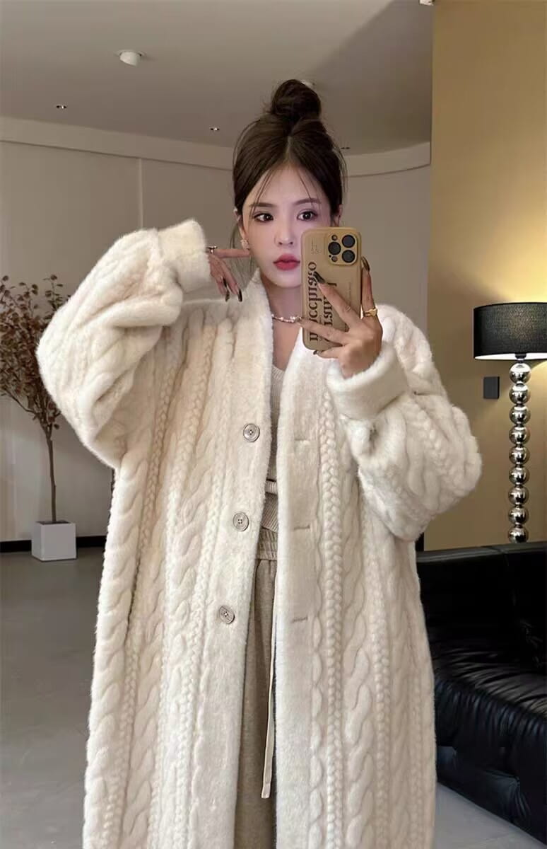 Thick Mink Fur Cardigan Coat for Effortless Style