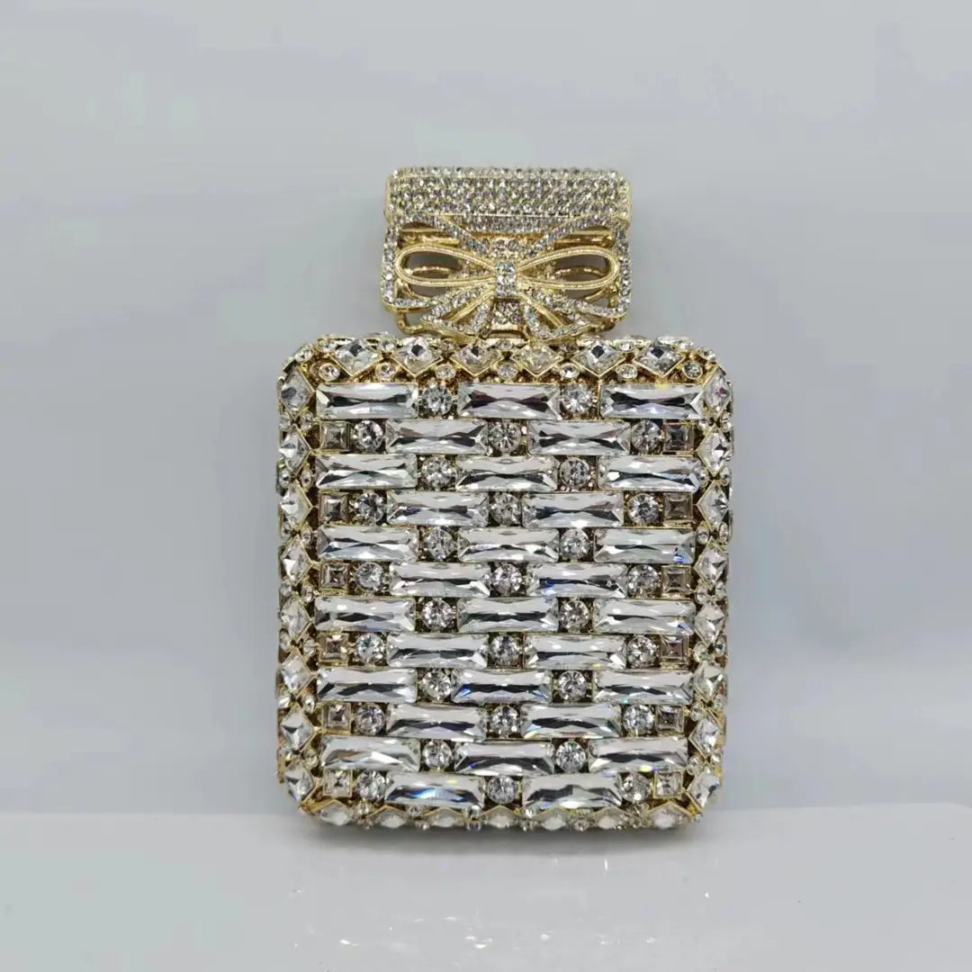 Rhinestone Bag Perfume bottle Shape with Diamante