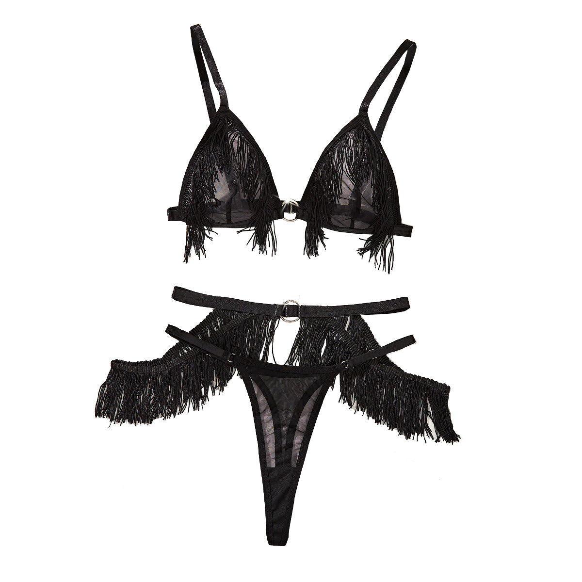 Women's Three-piece Tassel Detail Underwear Set - Pleasures and Sins   Pleasures and Sins