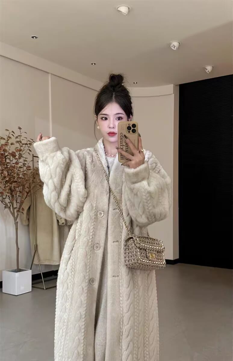 Thick Mink Fur Cardigan Coat for Effortless Style