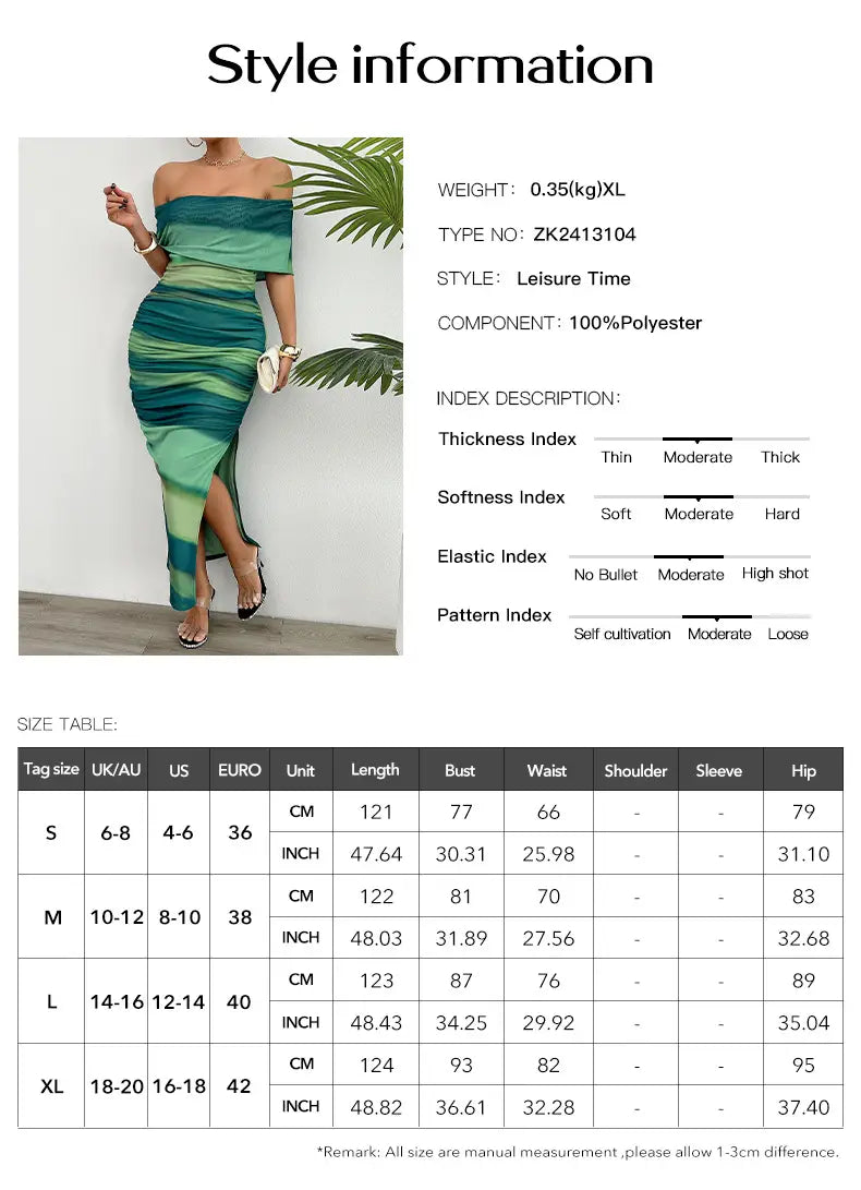 Ladies Off The Shoulder Green Strapless Dress