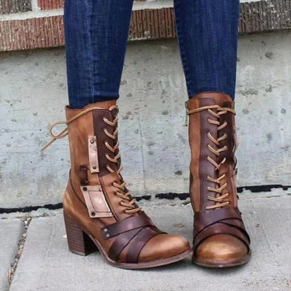 High Heel Pointed Toe Steampunk Calf Length Boots