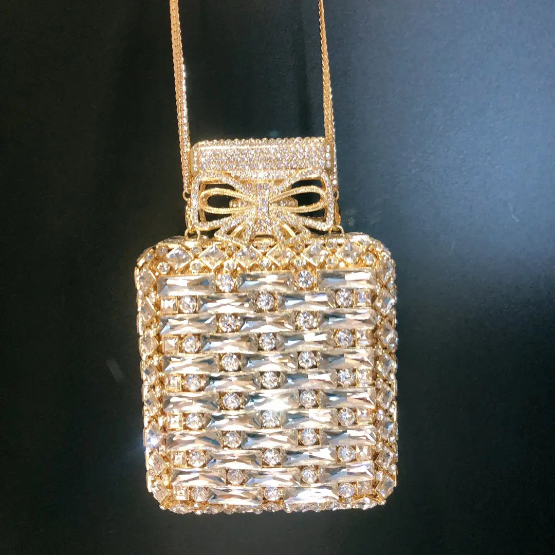 Rhinestone Bag Perfume bottle Shape with Diamante