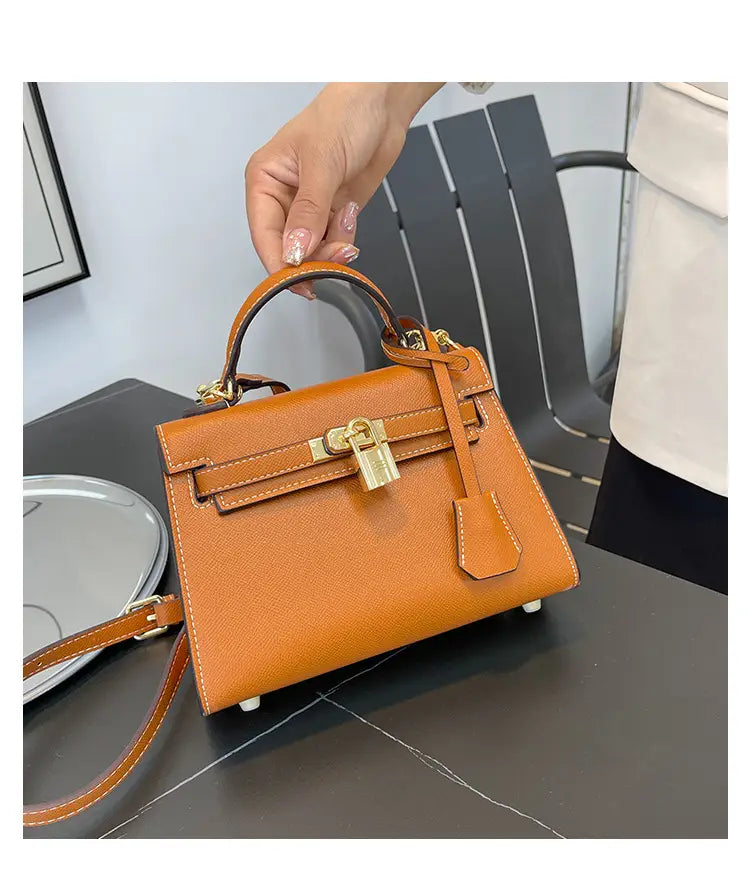 Small padlock detail palm pattern handbag for women