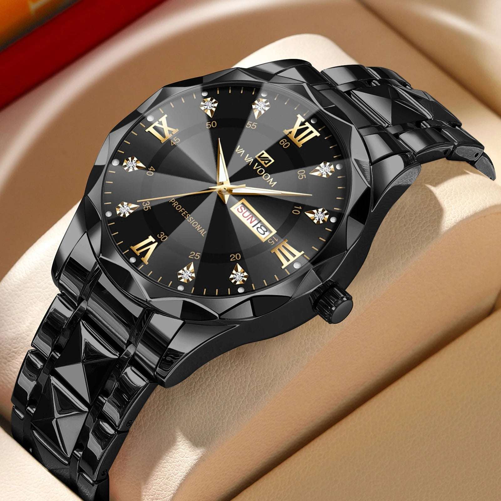 Men Luxury Quartz Movement Night Glow Stainless Steel Watch