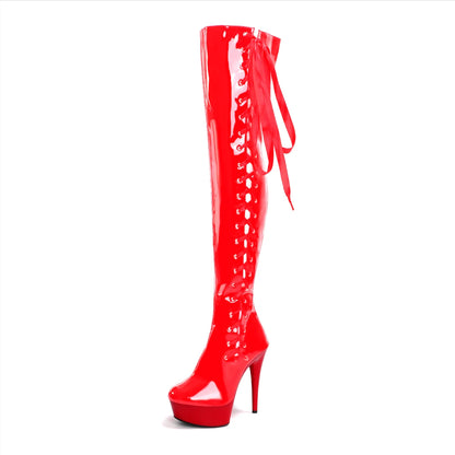 15CM High Heel Thigh Boots Pole Dance Crystal Platform Heel