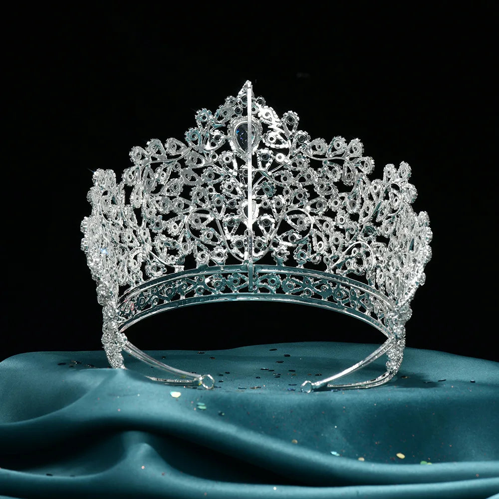 Luxury Zirconia Large  Bridal Crown Crystal Tiara Headdress