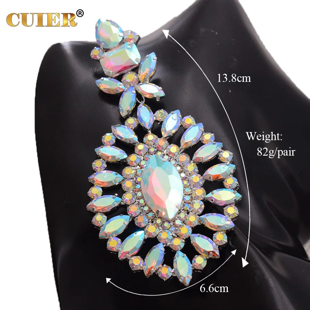 Drag Queen 13.8cm Drop Clip On Luxury Earrings Stunning Huge Size Dangle Earring