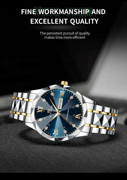 Men Luxury Quartz Movement Night Glow Stainless Steel Watch