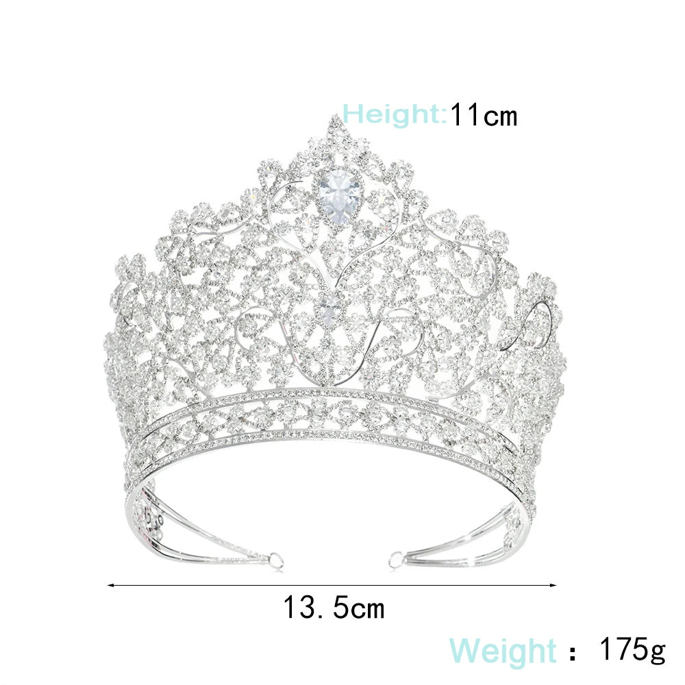 Luxury Zirconia Large  Bridal Crown Crystal Tiara Headdress