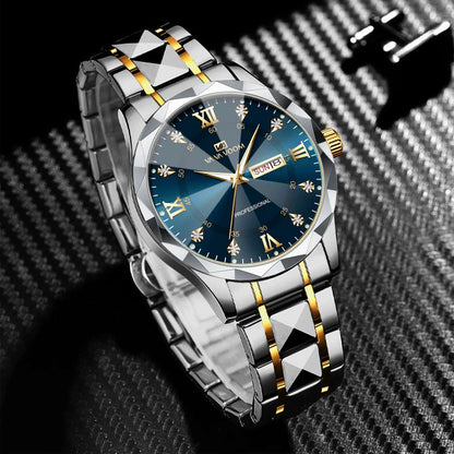 Men Luxury Quartz Movement Night Glow Stainless Steel Watch