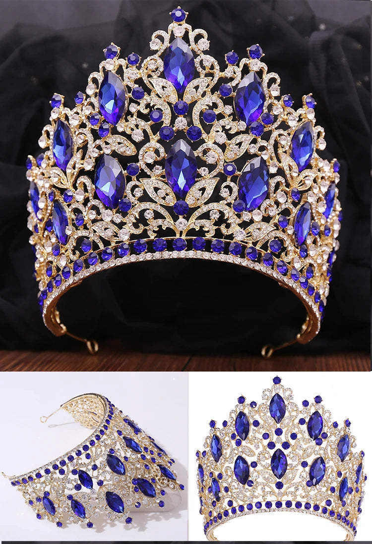 Luxury Royal Crown for Women Large Crystal Tiara