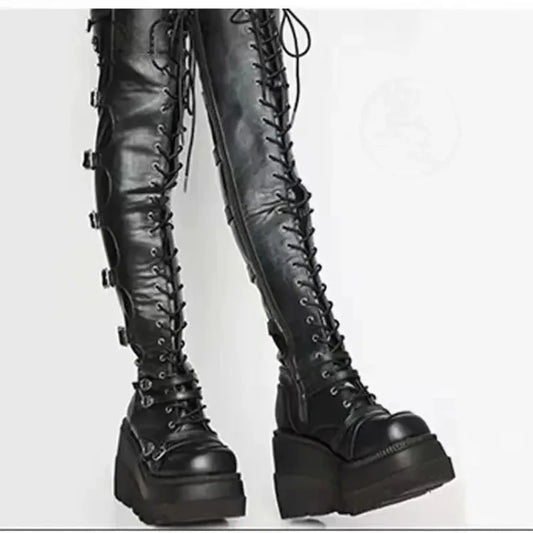 Womens Over Knee Cosplay High Platform Boots New High Heel Gothic