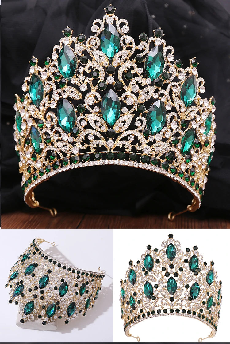 Luxury Royal Crown for Women Large Crystal Tiara