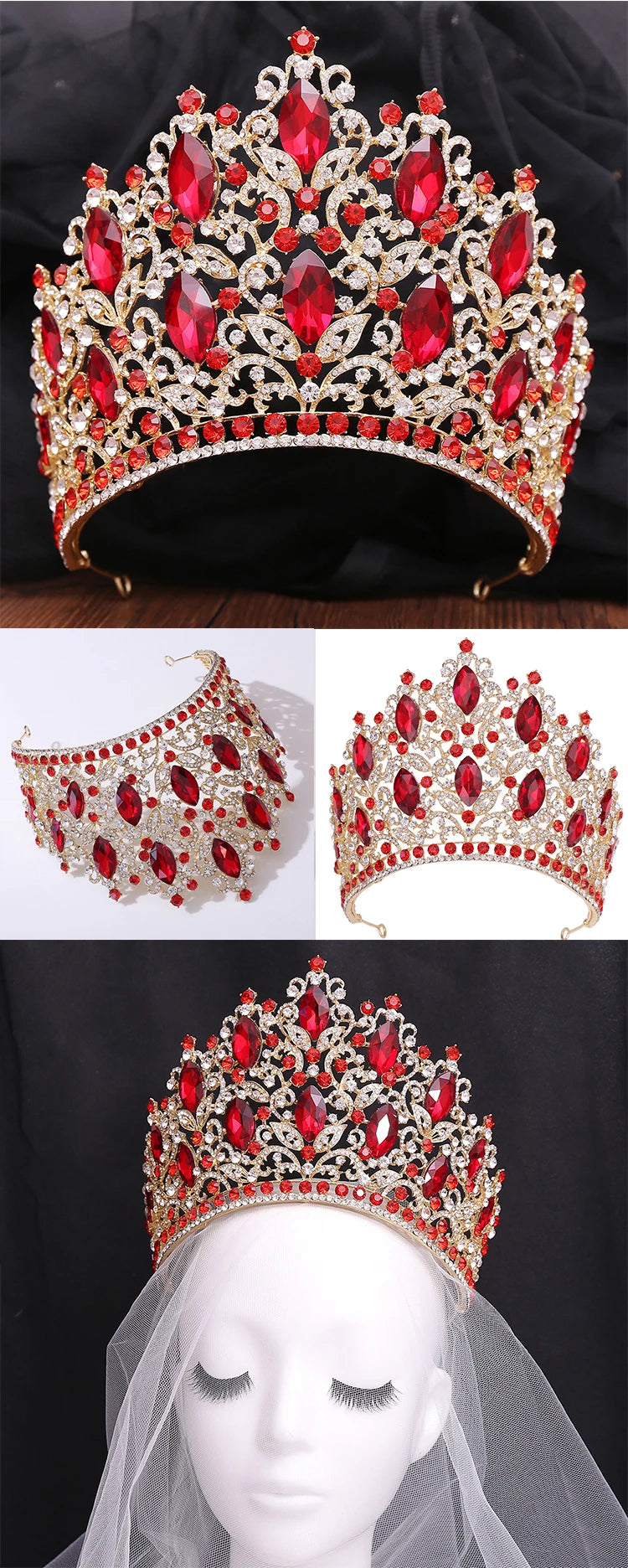 Luxury Royal Crown for Women Large Crystal Tiara