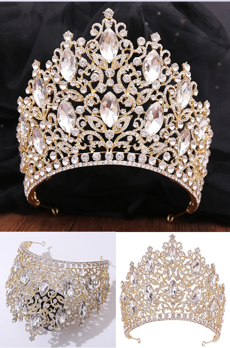 Luxury Royal Crown for Women Large Crystal Tiara