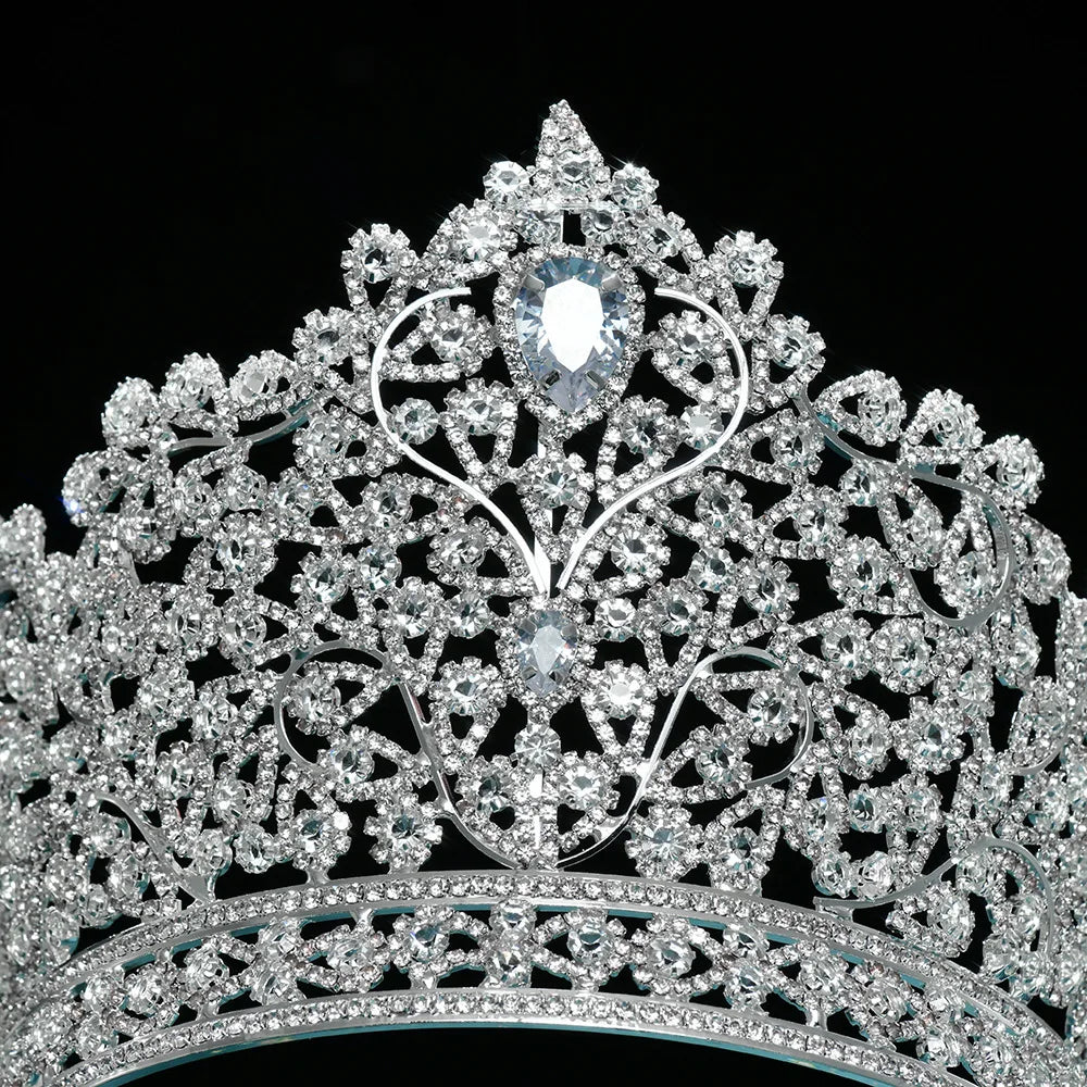 Luxury Zirconia Large  Bridal Crown Crystal Tiara Headdress