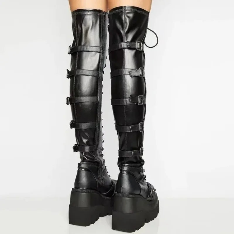Womens Over Knee Cosplay High Platform Boots New High Heel Gothic
