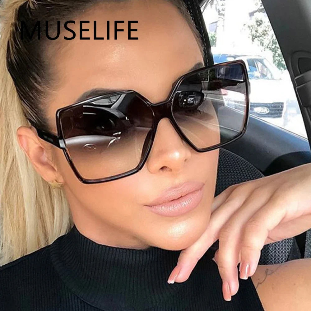 Black Square Oversized Women's Big Frame Colorful Sun Glasses