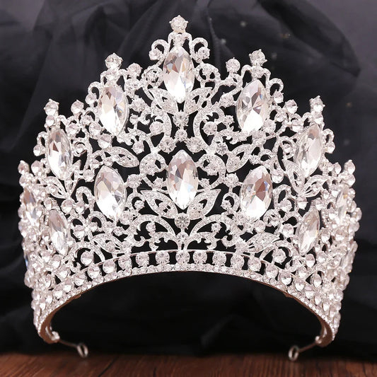 Couronne royale de luxe pour femme, grand diadème en cristal