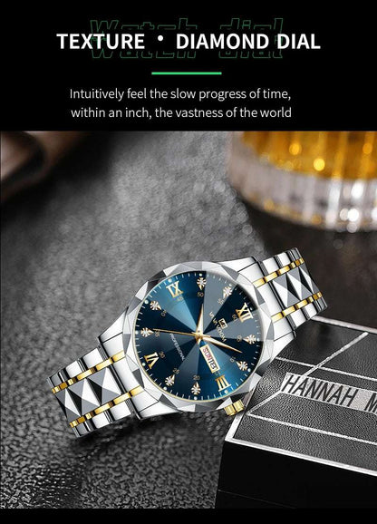 Men Luxury Quartz Movement Night Glow Stainless Steel Watch