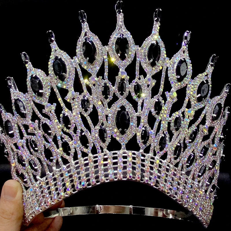 Bridal Gothic Tiara Black Rhinestone Crown for Women