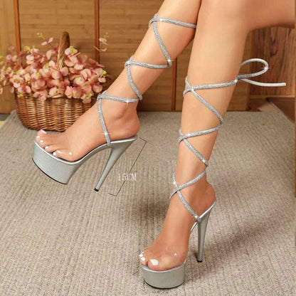 Pole Dance 15cm Platform Heel Open Toe Shoes