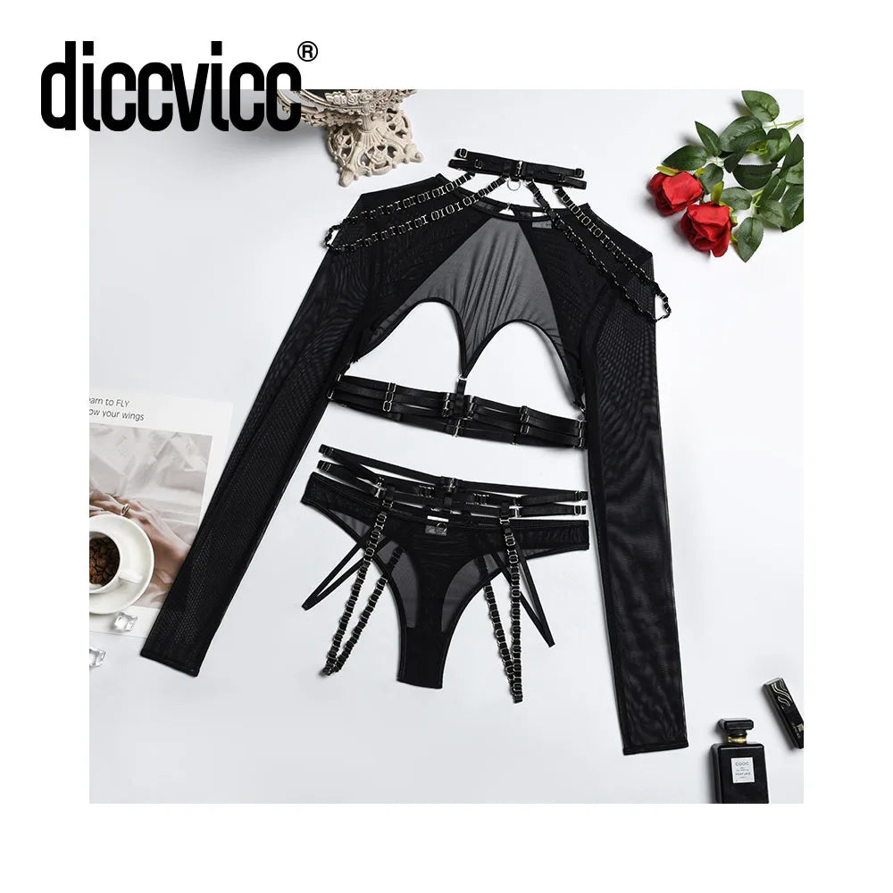 Sexy Lingerie Long Sleeve Womens Lace Underwear Bra Panty Set Exotic Apparel - Pleasures and Sins   Pleasures and Sins