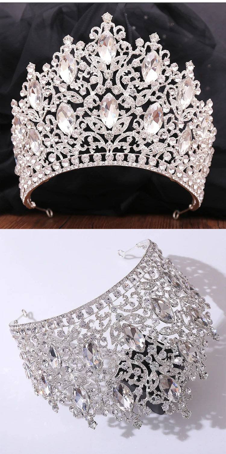 Luxury Royal Crown for Women Large Crystal Tiara