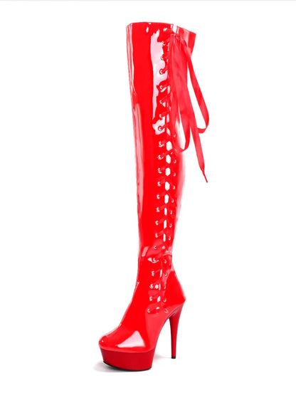 15CM High Heel Thigh Boots Pole Dance Crystal Platform Heel