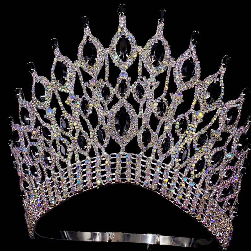 Bridal Gothic Tiara Black Rhinestone Crown for Women