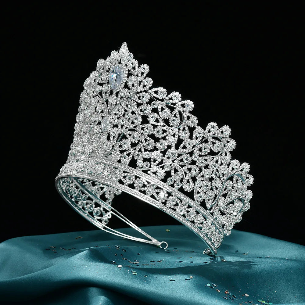 Luxury Zirconia Large  Bridal Crown Crystal Tiara Headdress