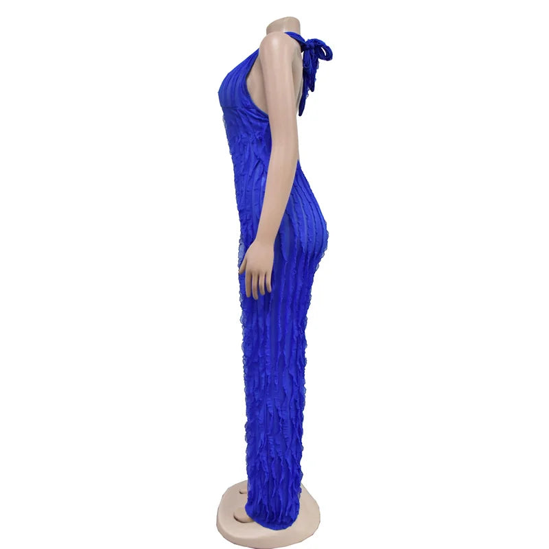 Women's Low Cut Backless Mesh Stripe Jumpsuit - Pleasures and Sins   Pleasures and Sins