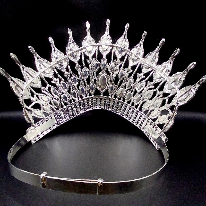 Bridal Gothic Tiara Black Rhinestone Crown for Women