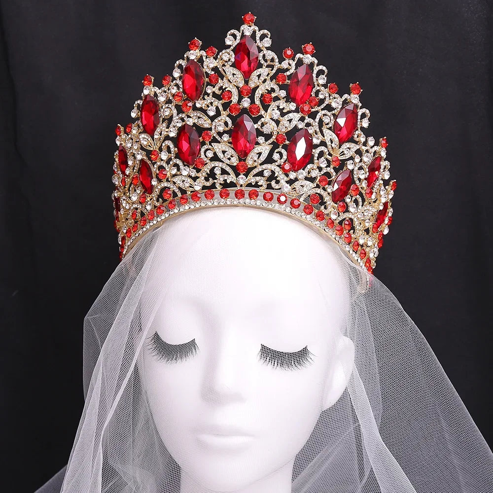 Luxury Royal Crown for Women Large Crystal Tiara