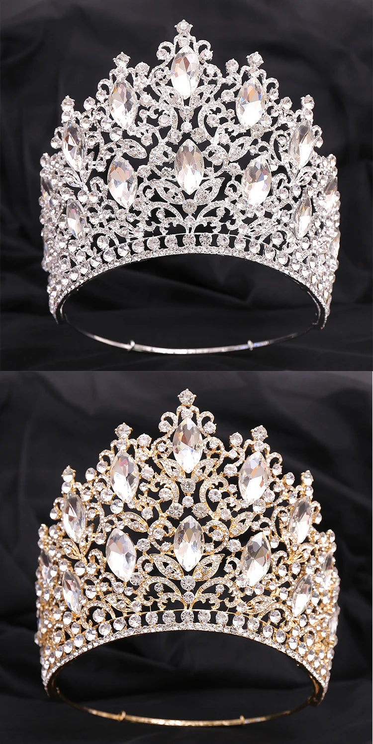 Luxury Royal Crown for Women Large Crystal Tiara